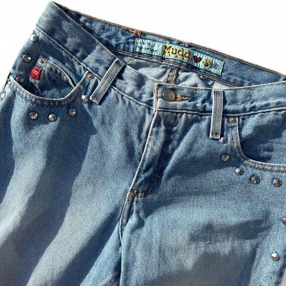 Y2K Original Mudd Flare Stud Light-Wash Denim Jeans Size 5 - Picture 4 of 8